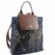Longchamp Vyšívaný batoh Hluboký Modrý