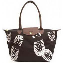 Longchamp Footprint Stampa Handtaschen Schokolade