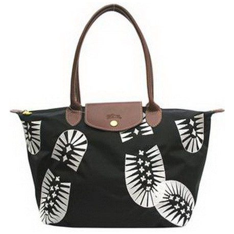 Longchamp Footprint Stampa Bags Black