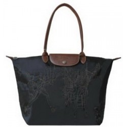 Haftowane torby Longchamp czarne
