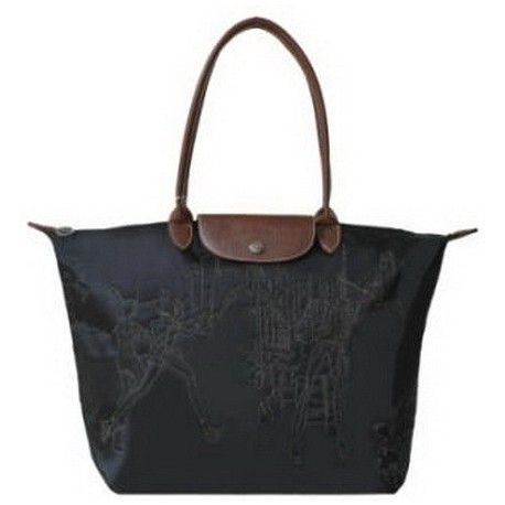 Haftowane torby Longchamp czarne