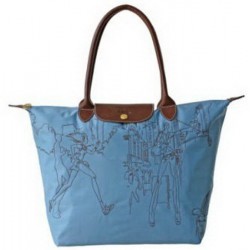 Haftowane torby Longchamp Niebieski