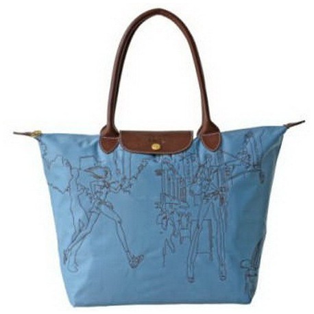 Haftowane torby Longchamp Niebieski