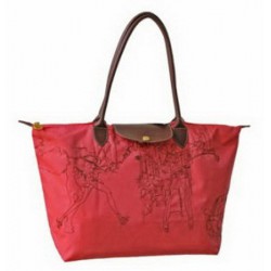 Haftowane torby Longchamp Coral Czerwony