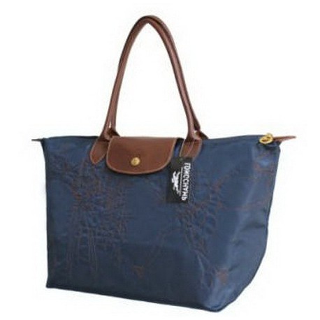 Haftowane torby Longchamp Głęboki Niebieski