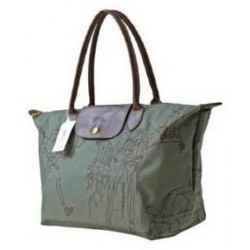 Haftowane torby Longchamp Olive Zielony