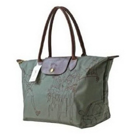 Haftowane torby Longchamp Olive Zielony