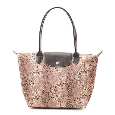Mały Longchamp Reptiligne Toile Collection Snake Pattern Argile