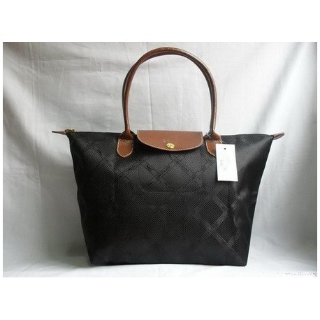 Longchamp Jacquard Tote Schwarz