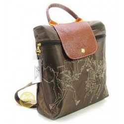 Longchamp Embroidered Backpack Deep Brown