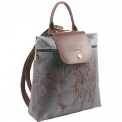 Plecak z haftem Longchamp Szary