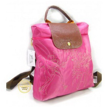Longchamp vyšívaný batoh růžový