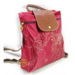 Plecak z haftem Longchamp Czerwony