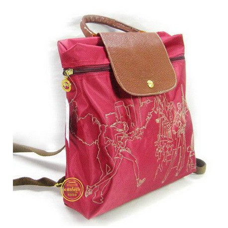 Plecak z haftem Longchamp Czerwony