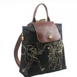 Plecak z haftem Longchamp w kolorze czarnym